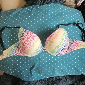 Pink Victoria Secret Colorful Love Print Bra 32D